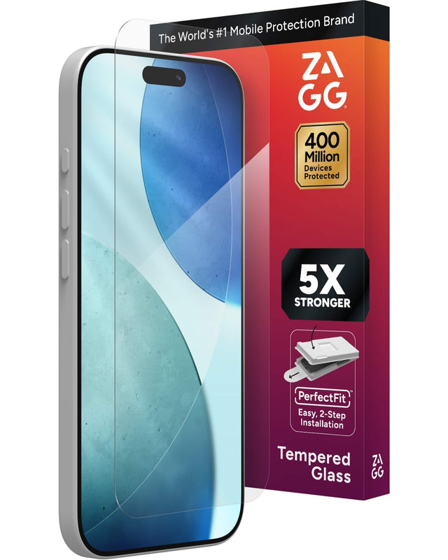 The World's #1 Mobile Protection Brand

ZAGG

400 Million Devices Protected

5X STRONGER

PerfectFit™
Easy, 2-Step Installation

Tempered Glass