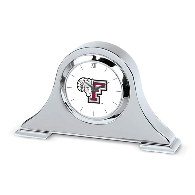 Front. Jardine - Silver Fordham Rams Logo Napoleon Desk Clock - Silver.