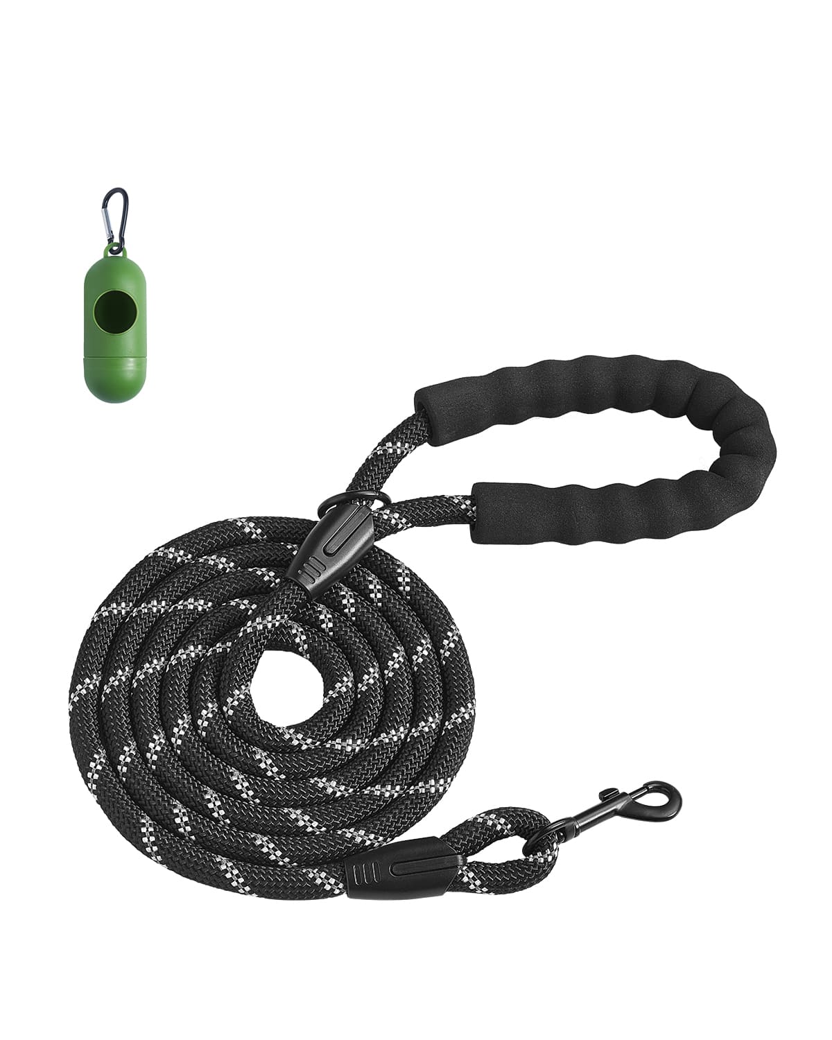 VEVOR - Rope Dog Leash, 6ft Heavy Duty Dog Leash with Comfortable Padded Handle, Strong Nylon Thick Leash - Black