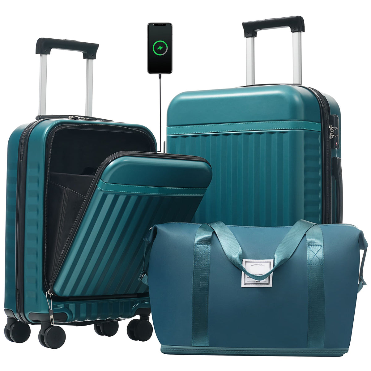 Boyel Living - Hardshell Luggage Set 2Pcs Spinner Suitcase with TSA Lock ABS Lightweight Material - Dark Green