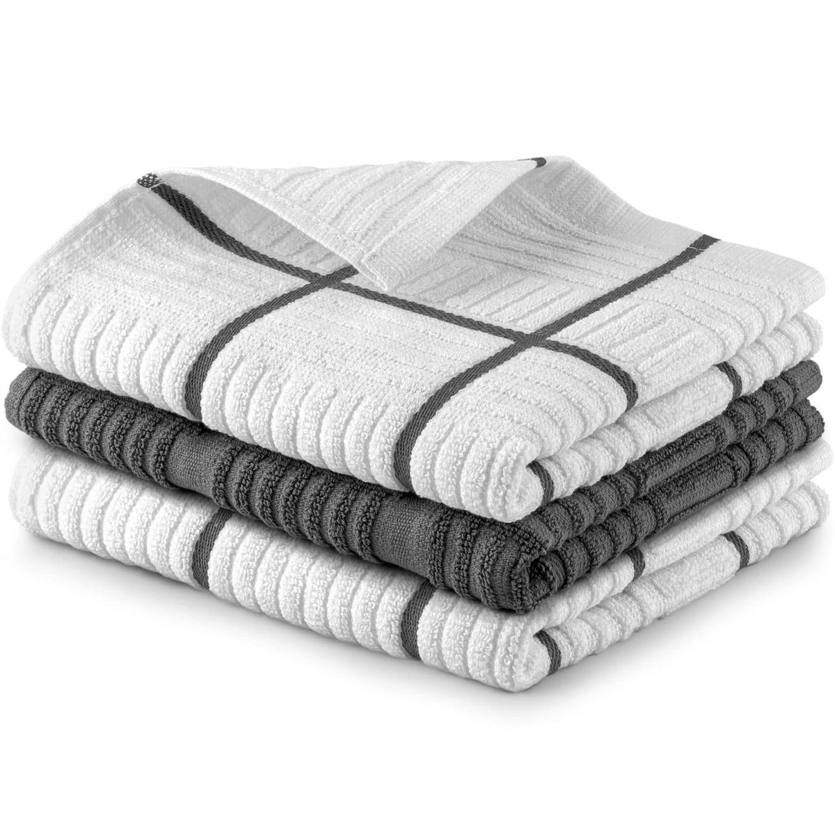 Zulay Kitchen - 3 Pack Absorbent Kitchen Towels Cotton - 15 x 25 Inch Super Soft Dish Towels for Kitchen