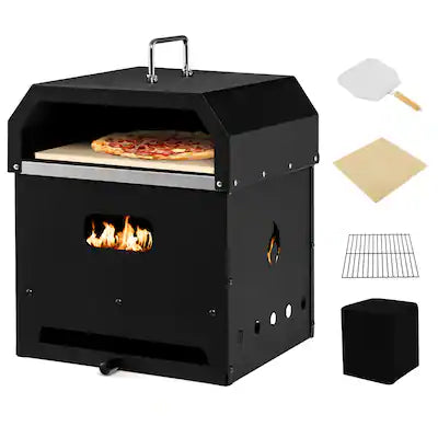 Costway - 4-in-1 Multipurpose Outdoor Pizza Oven Wood Fired 2-Layer Detachable Oven