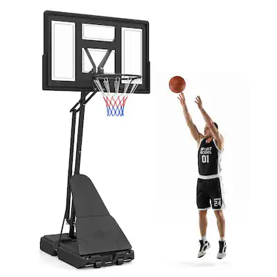 GOPLUS - 7.7-10 FT Tool-Free Height Adjustable Basketball Goal System with 43" PC Backboard