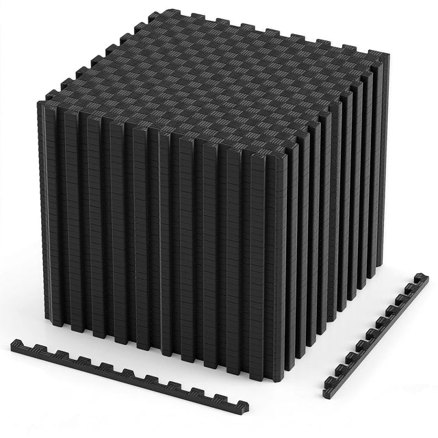 Front. Costway - Costway 36 PCS Puzzle Exercise Mat, EVA Foam Interlocking Floor Tiles for Home Gym - Black.