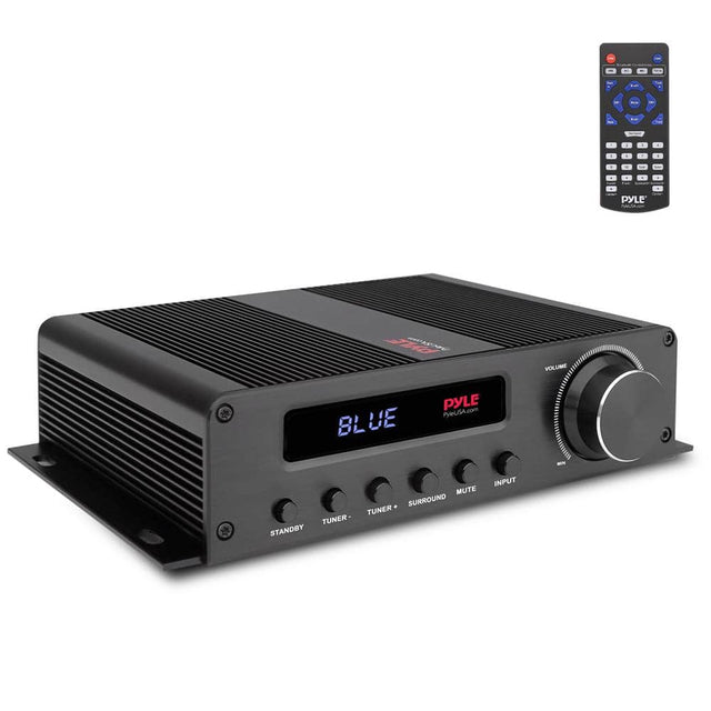 PYLE  
PYLEUSA.com  

BLUE  

TUNER+  
SURROUND  
MUTE  
INPUT  

STANDBY  
TUNER-  

VOLUME  
MIN
