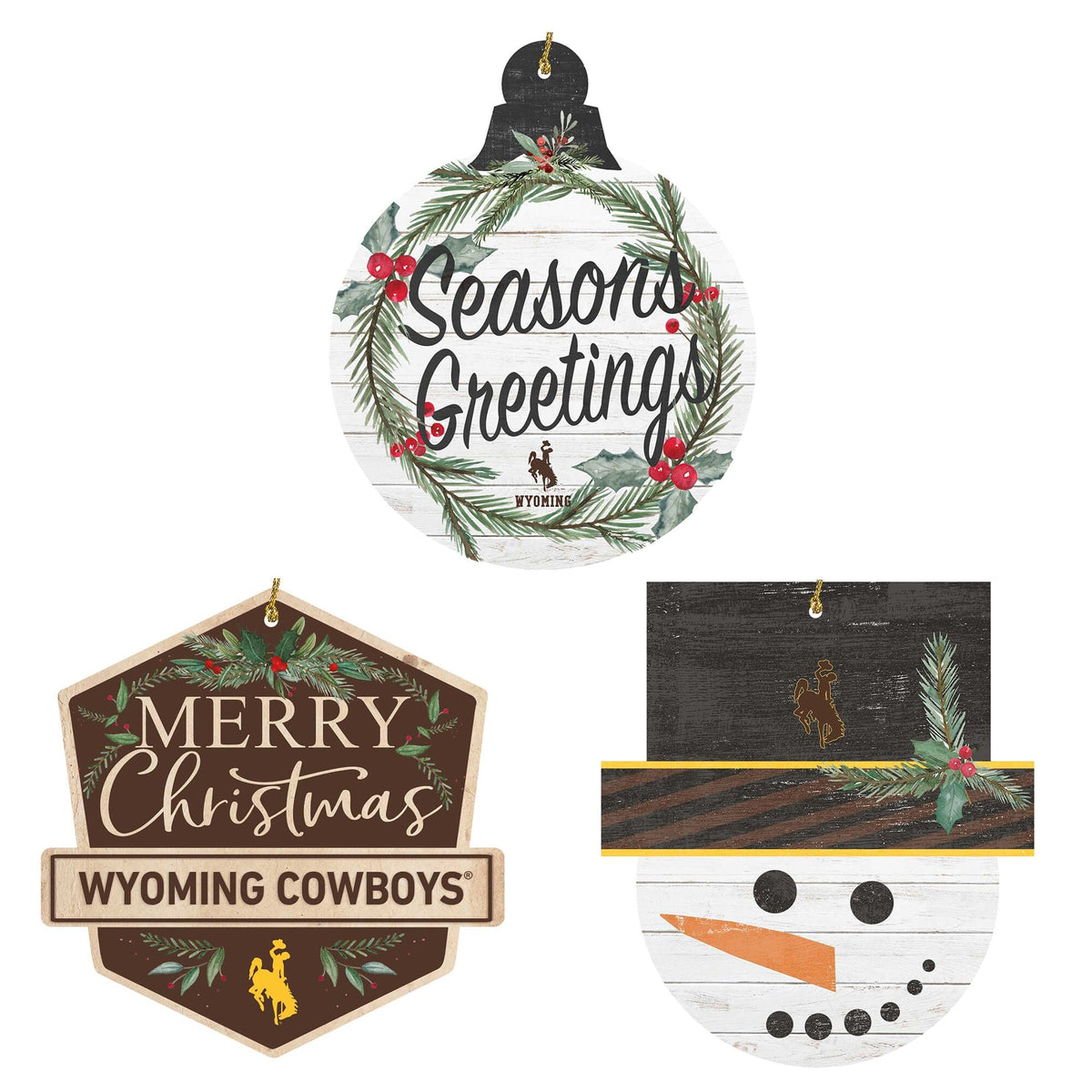 Jardine - Wyoming Cowboys Ornament Bundle - White