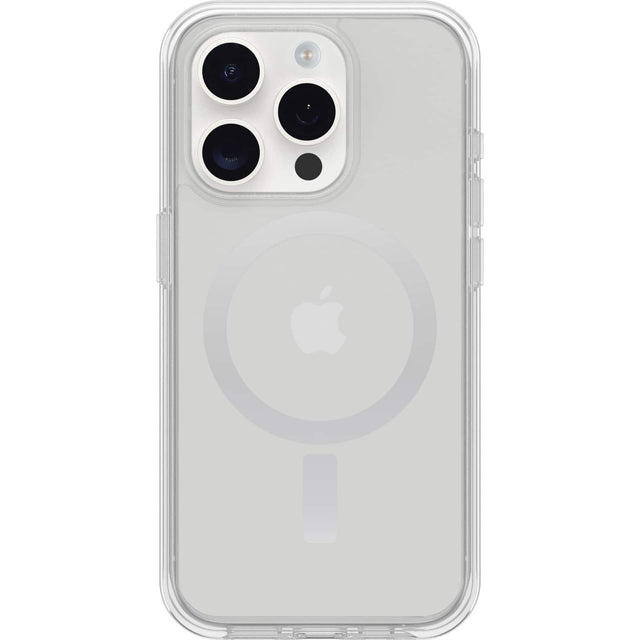 Front. OtterBox - Symmetry Series Hard Shell for MagSafe for Apple iPhone 15 Pro - Clear.