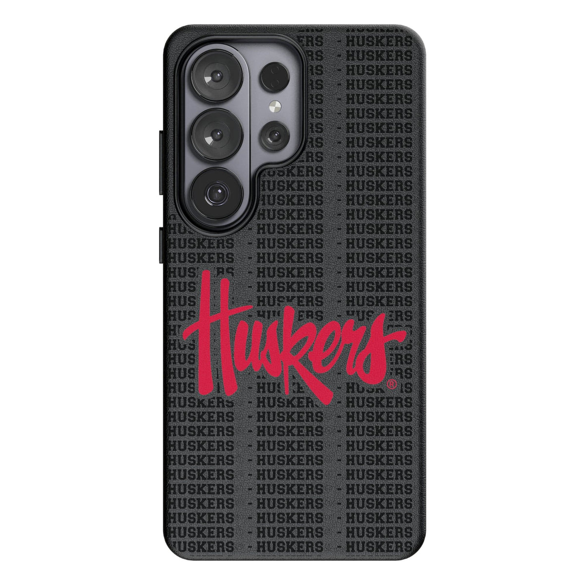 Keyscaper - NCAA - Nebraska Huskers Text Backdrop Galaxy Magnetic Bump Case - S25 Ultra - Black