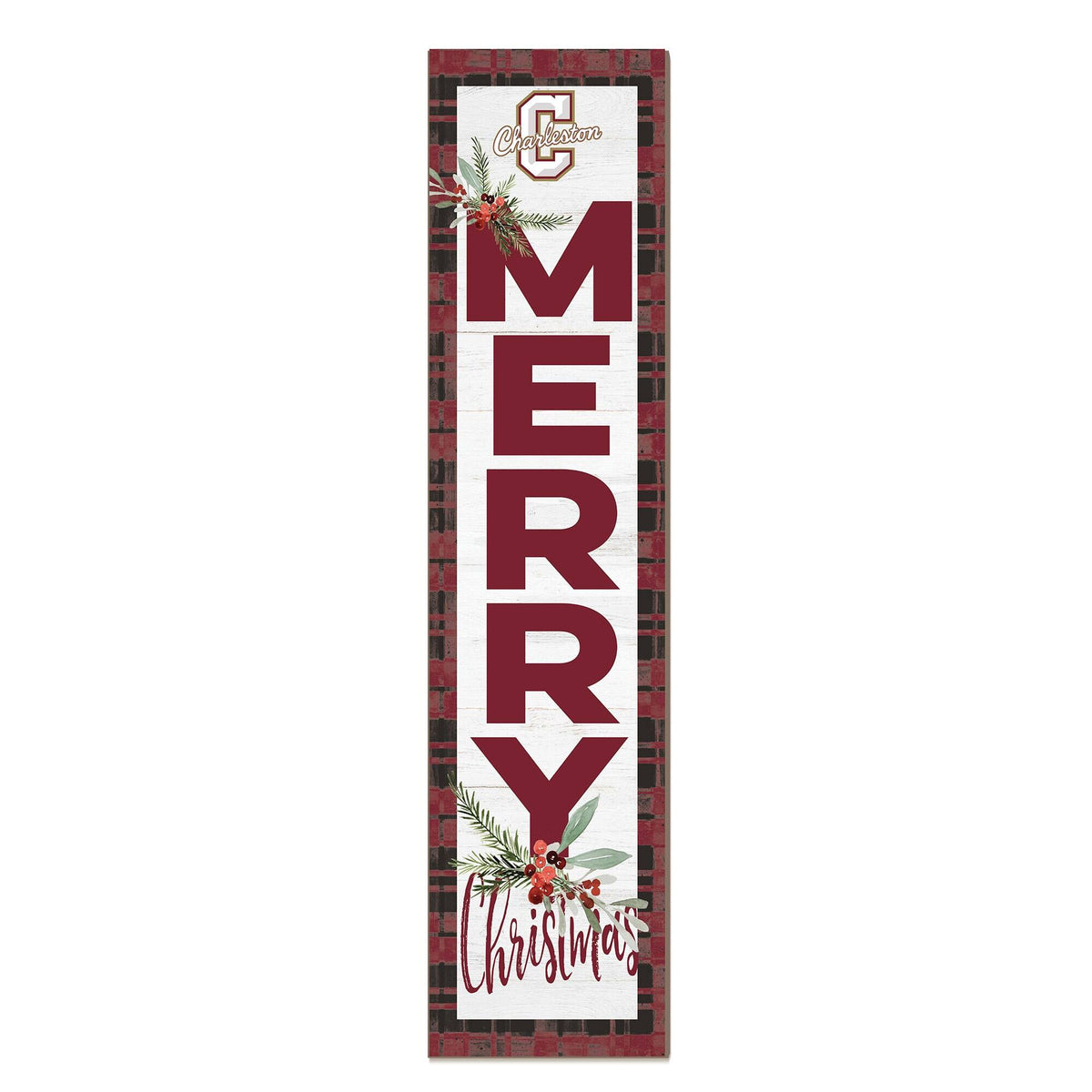 Jardine - Charleston Cougars 12'' x 48'' Outdoor Merry Christmas Leaner - White