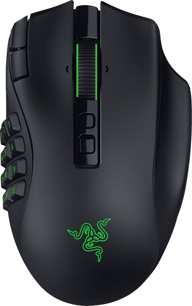 Front. Razer - Naga V3 Pro Modular MMO Optical Gaming Mouse with Swappable Side Plates - Black.