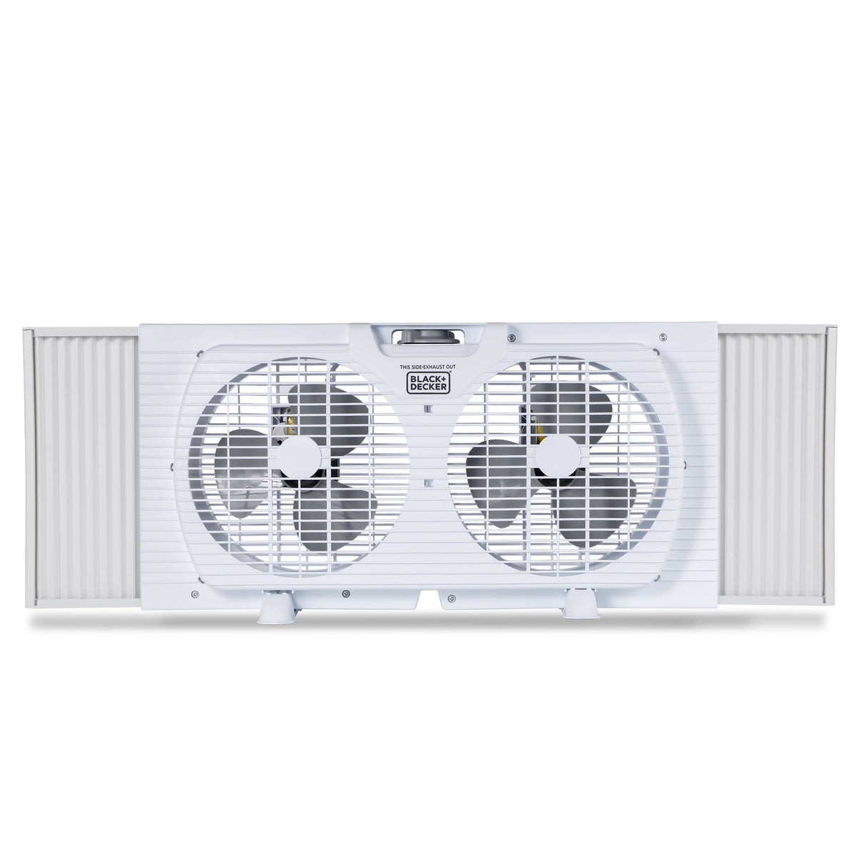 Black+Decker - 9 inch Dual Window Fan for Window Screen with 2 Speed Settings - White