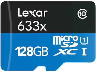 Lexar - 128GB High-Performance 633x microSDXC UHS-I/U1 Class 10 Memory Card w/ SD Adapter (LSDMI128BBNL633A)