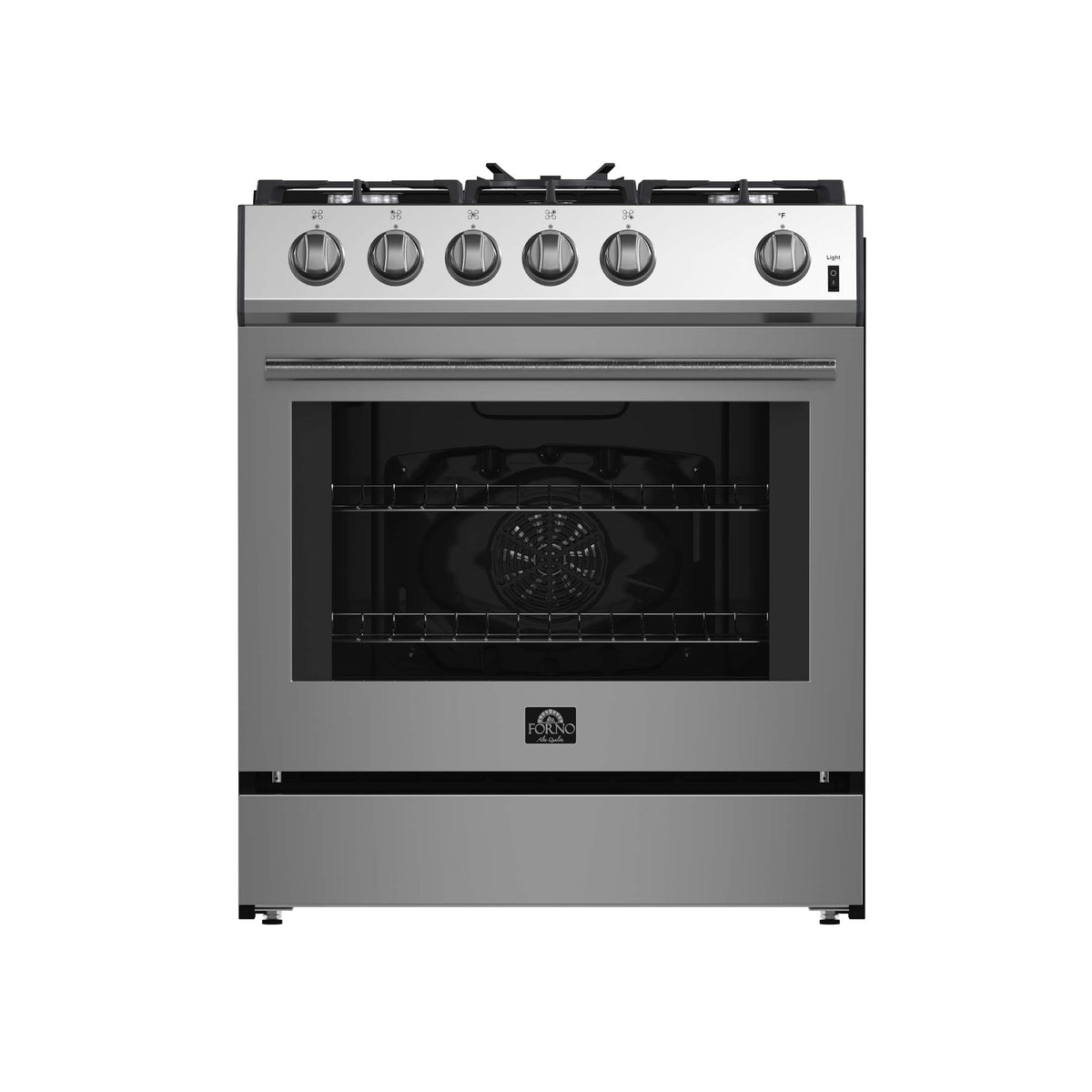 Forno Appliances - 30 in. Wide 5 Burner Leonardo 5 Cu. Ft. Freestanding Gas Convection Range with LP Conversion Kit - Silver