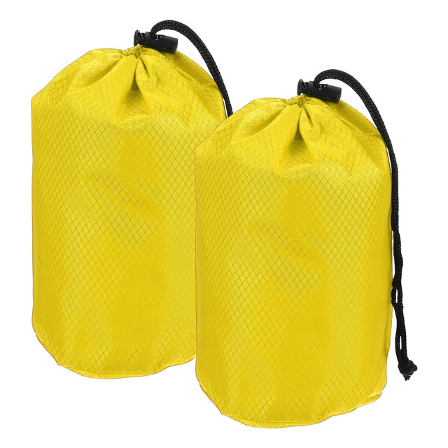 Front. Unique Bargains - Stuff Sack, Portable Waterproof Ultralight Drawstring Dry Bag w/ Toggle, 4x8in, 2pcs for Backpacking/Camping - Yellow.