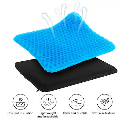 VUSIGN - Cooling Gel Seat Cushion for Long Sitting, Gel Chair Cushion for Hip Pain, Gel Seat Cushion for Office Chairs, Car