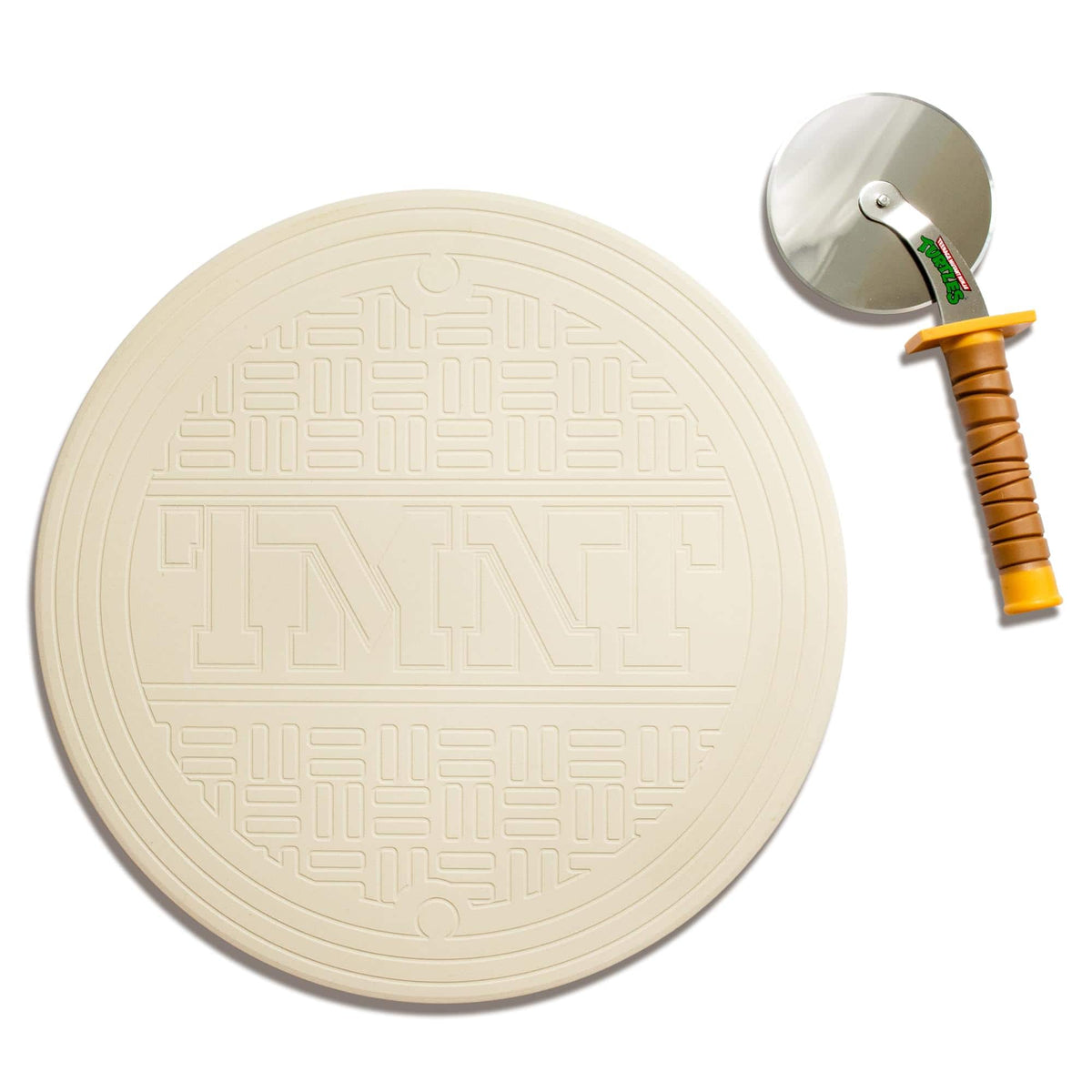 Surreal Entertainment - Teenage Mutant Ninja Turtles Pizza Cutter and Baking Stone Set - Silver
