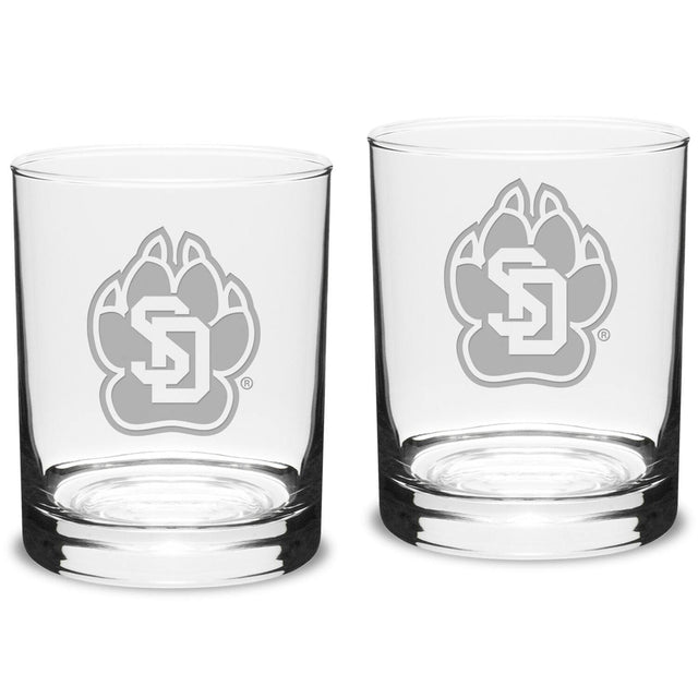 Front. Jardine - South Dakota Coyotes 14oz. 2-Piece Classic Double Old-Fashioned Glass Set - Multicolor.