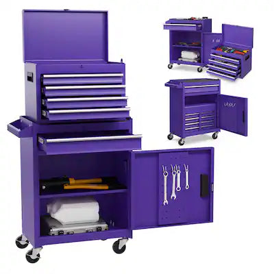 Costway - 2 in 1 Tool Chest & Cabinet with Sliding Drawers Rolling Garage Organizer