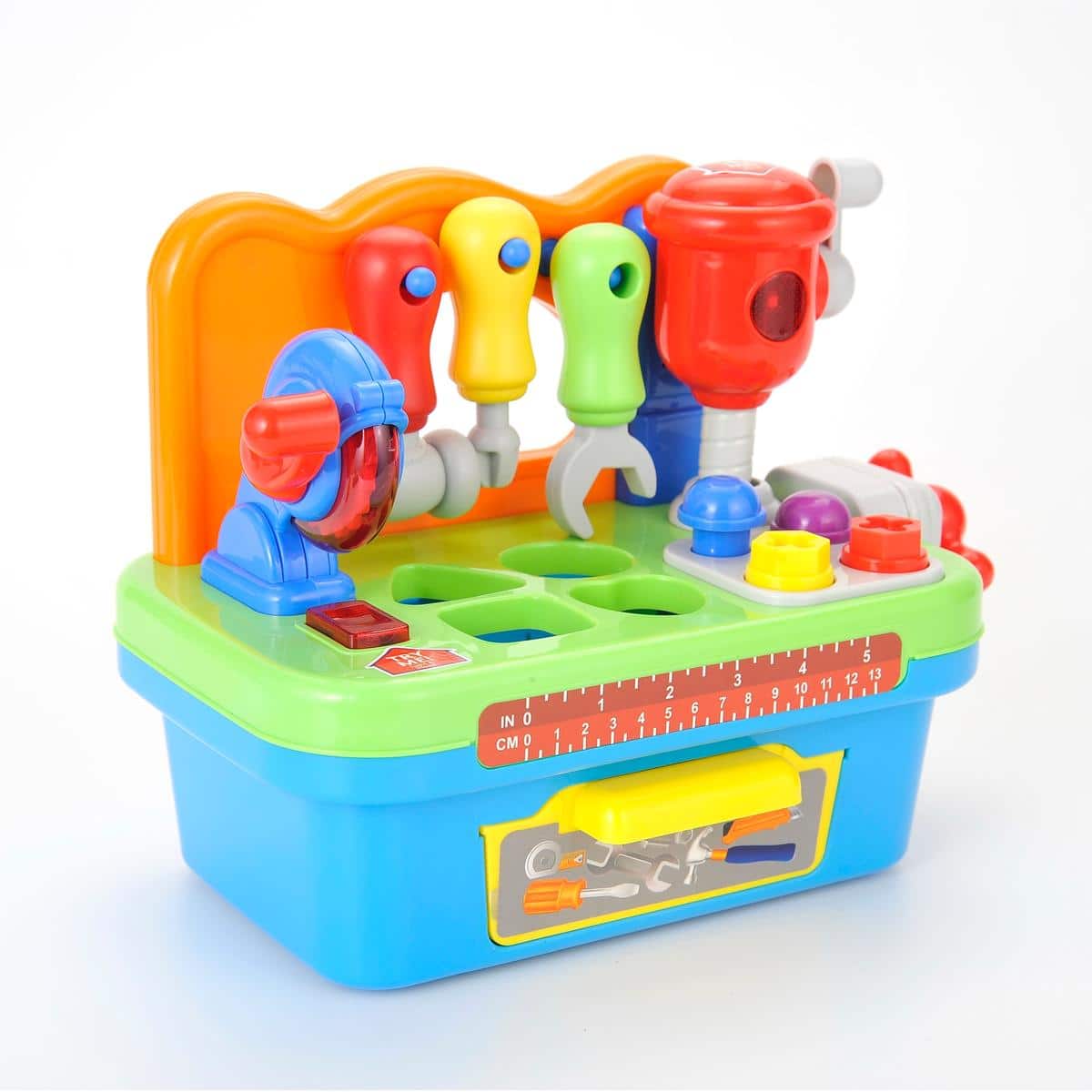 JuzToys - STEM Pretend Play for Toddlers 3-5, Multifunctional Musical Tool Bench Toy, Sound and Lights, Engineering Work Bench - Multi