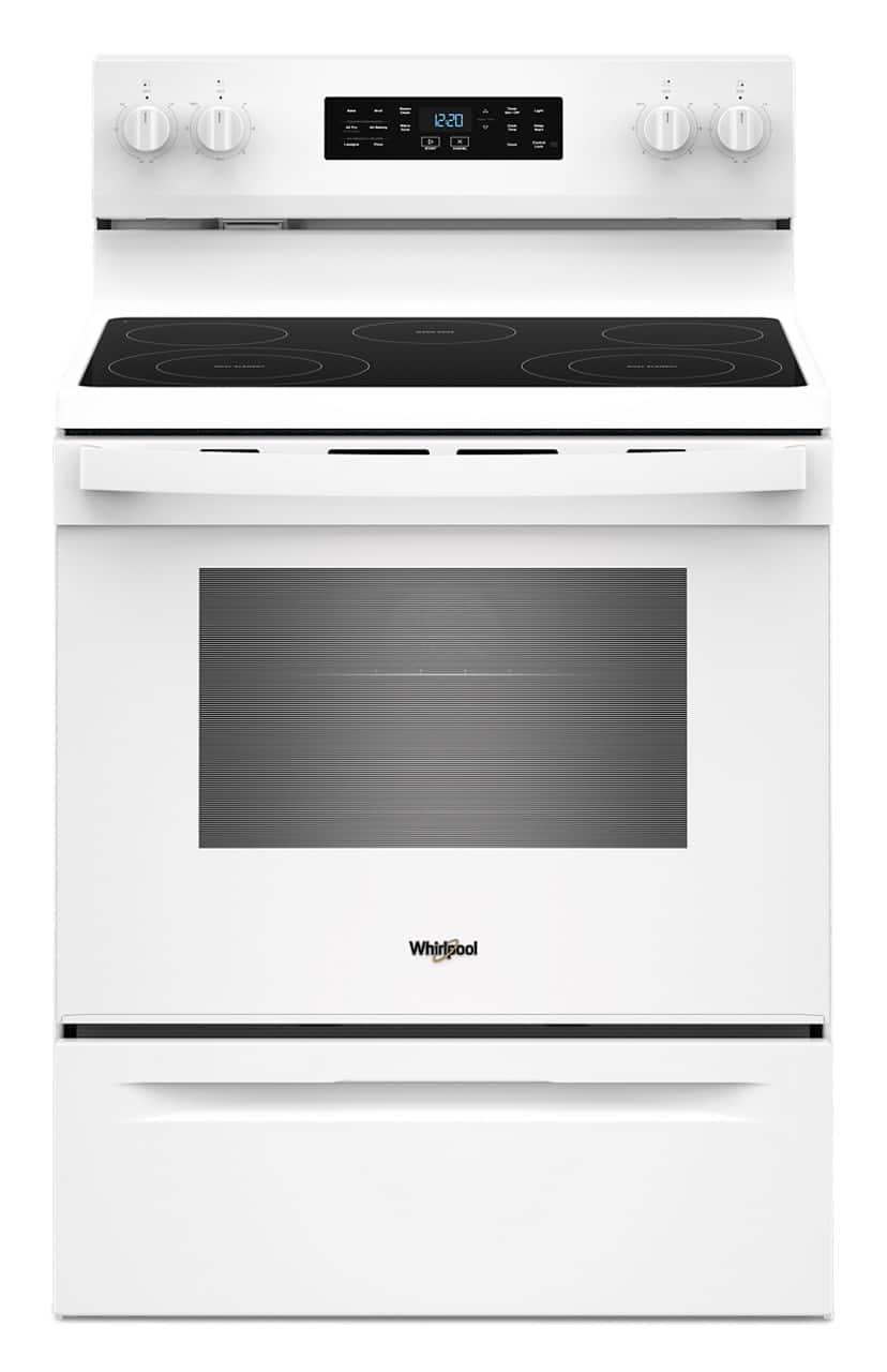 Whirlpool - 30 in. Wide 5 element 5.3 cu. ft. Freestanding Electric Range with Air Cooking Technology and Steam Clean - White