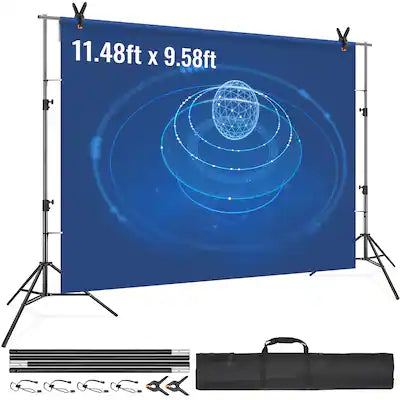 VEVOR - 12 x 10 ft Heavy Duty Backdrop Stand, Height Adjustable Photography Backdrop Stand, Background Support System