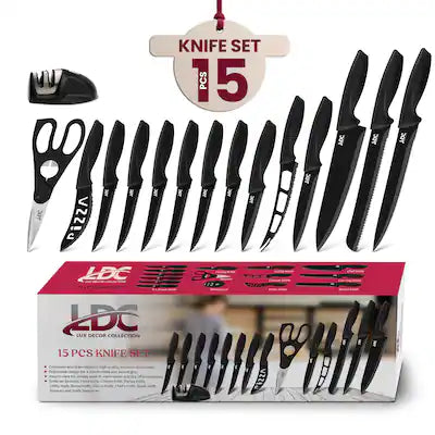 Lux Decor Collection - Stainless Steel Kitchen Knife Set Durable, Sharp Blades for Everyday Cooking