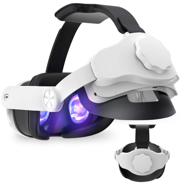 Front. Alpha Digital - Meta Quest 3 Head Strap w/ 6000mAh Battery- 4Hr time- Comfort /Adjust - White.