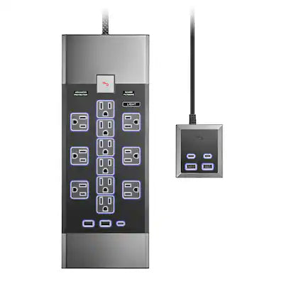 Rocketfish™ - 12-Outlet 5,280 Joules Surge Protector with USB and USB-C