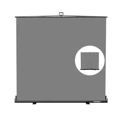 RAUBAY - 6.6′ x 6.9′ Collapsible Grey Screen Backdrop Portable Retractable Panel Photo Background with Stand