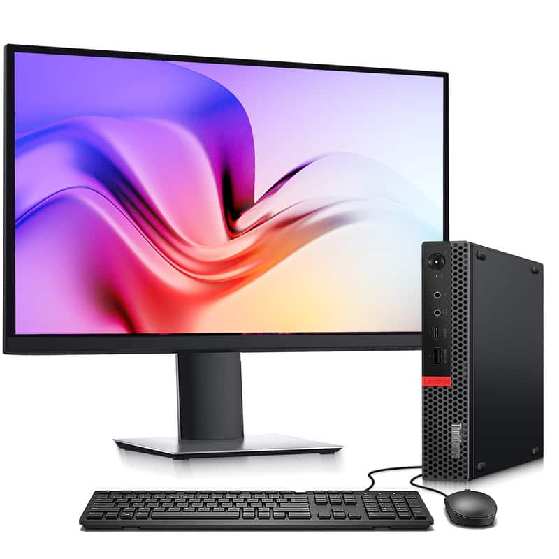 Lenovo - Refurbished Excellent - ThinkCentre M920 Tiny Desktop Computer PC | Intel i5-8th | 16GB RAM | 128GB SSD | 22" LED | KB & Mouse | Wi-Fi | Win11 - Black