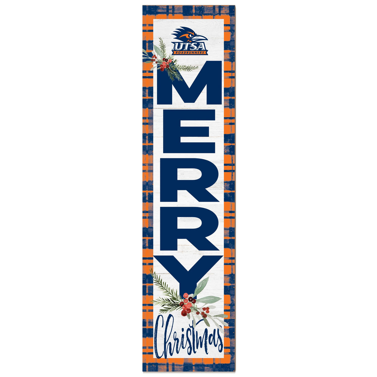 Jardine - UTSA Roadrunners 12'' x 48'' Outdoor Merry Christmas Leaner - White
