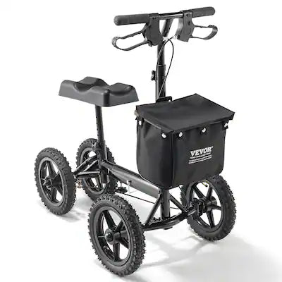 VEVOR - Folding Knee Scooter, Aluminum Steerable Knee Walker with Height-Adjustable Handlebar & Knee Pad, 12" All-Terrain Wheels