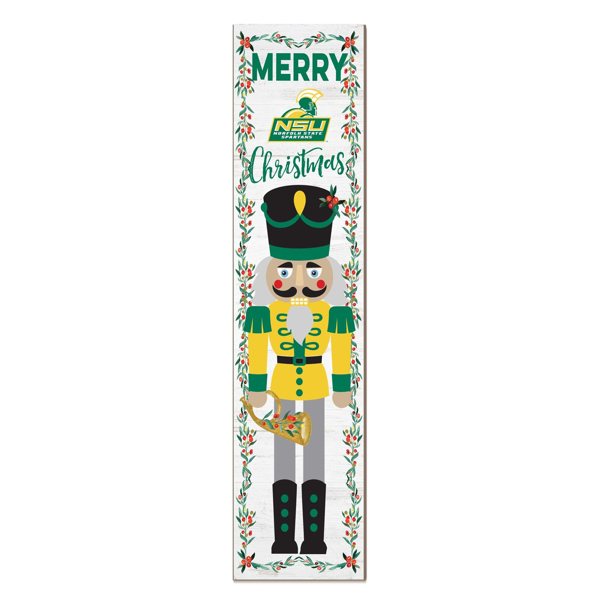 Jardine - Norfolk State Spartans 11" x 46" Nutcracker Holiday Leaner Sign - White