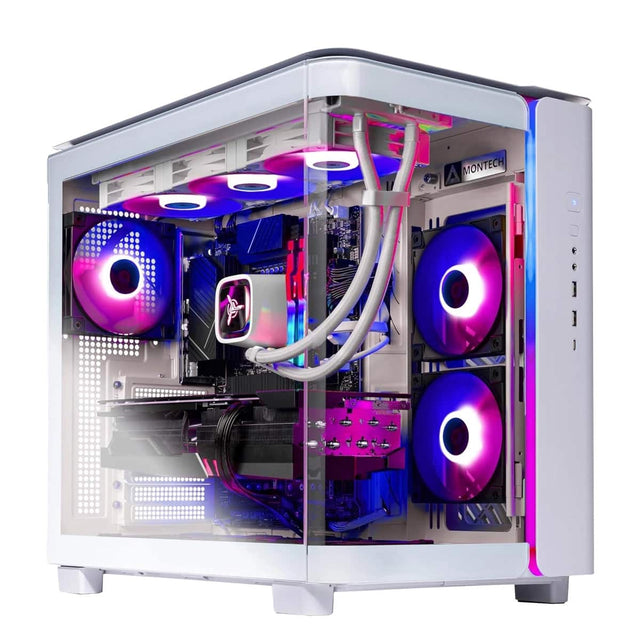 Front. Skytech Gaming - King 95 Gaming PC - AMD Ryzen 7 9700X - 16GB Memory - NVIDIA GeForce RTX 5060 Ti 8G - 1TB NVMe SSD - White.