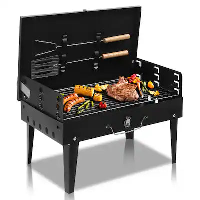 Winado - Portable Charcoal Grill, Foldable BBQ Grill with Lid for Outdoor Cooking Camping Picnic Hiking Beach Party Patio Smokers