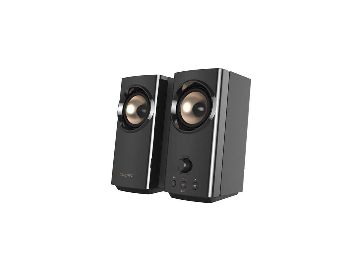 Creative Labs - Creative T60 2.0 Hi-Fi Speakers with USB-C, Bluetooth 5.0, Mic/Headset Ports, 60W Peak Power - Black