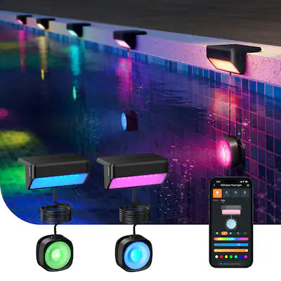 Linkind - Smart Solar Pool Lights, Dual-Zone App Control, IP68 Waterproof for Inground & Above Ground Pools, 2 Pack