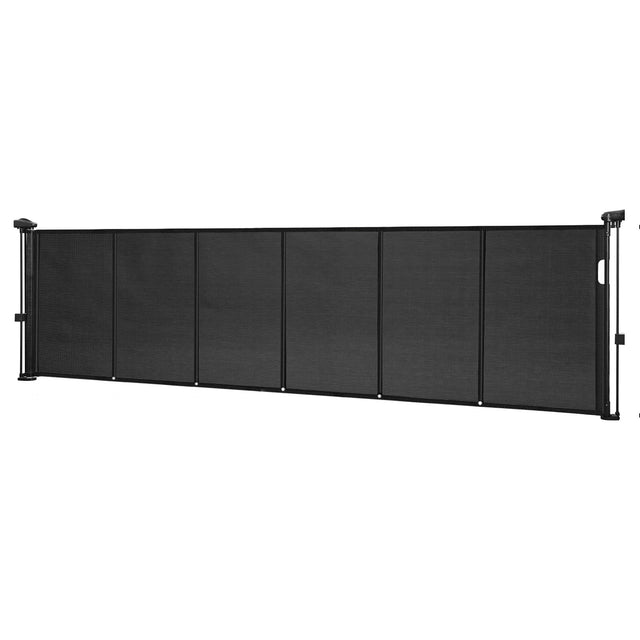 Front. VEVOR - Retractable Baby Gate, 34 inch Tall, Extends up to 110 inch Wide, Retractable Gate for Kids or Pets, Mesh Material.