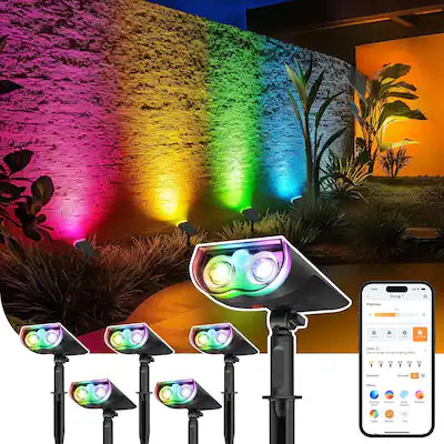 Linkind - Smart Solar Spotlights Outdoor SL5, APP/Voice Control, IP65 Waterproof, 6 Pack
