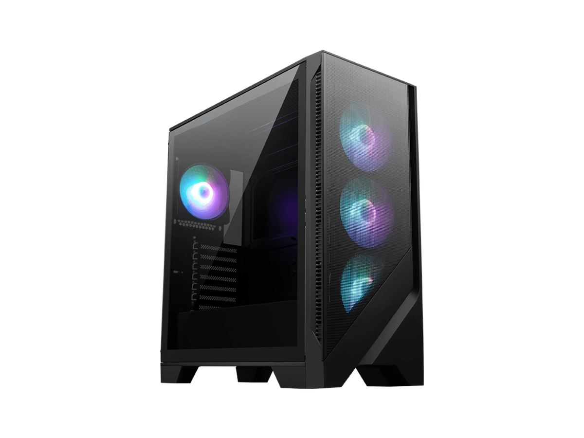 MSI - MAG FORGE 321R AIRFLOW Black Case, 2xUSB 3.2, 4x120mm ARGB Fans, Tempered Glass - Black