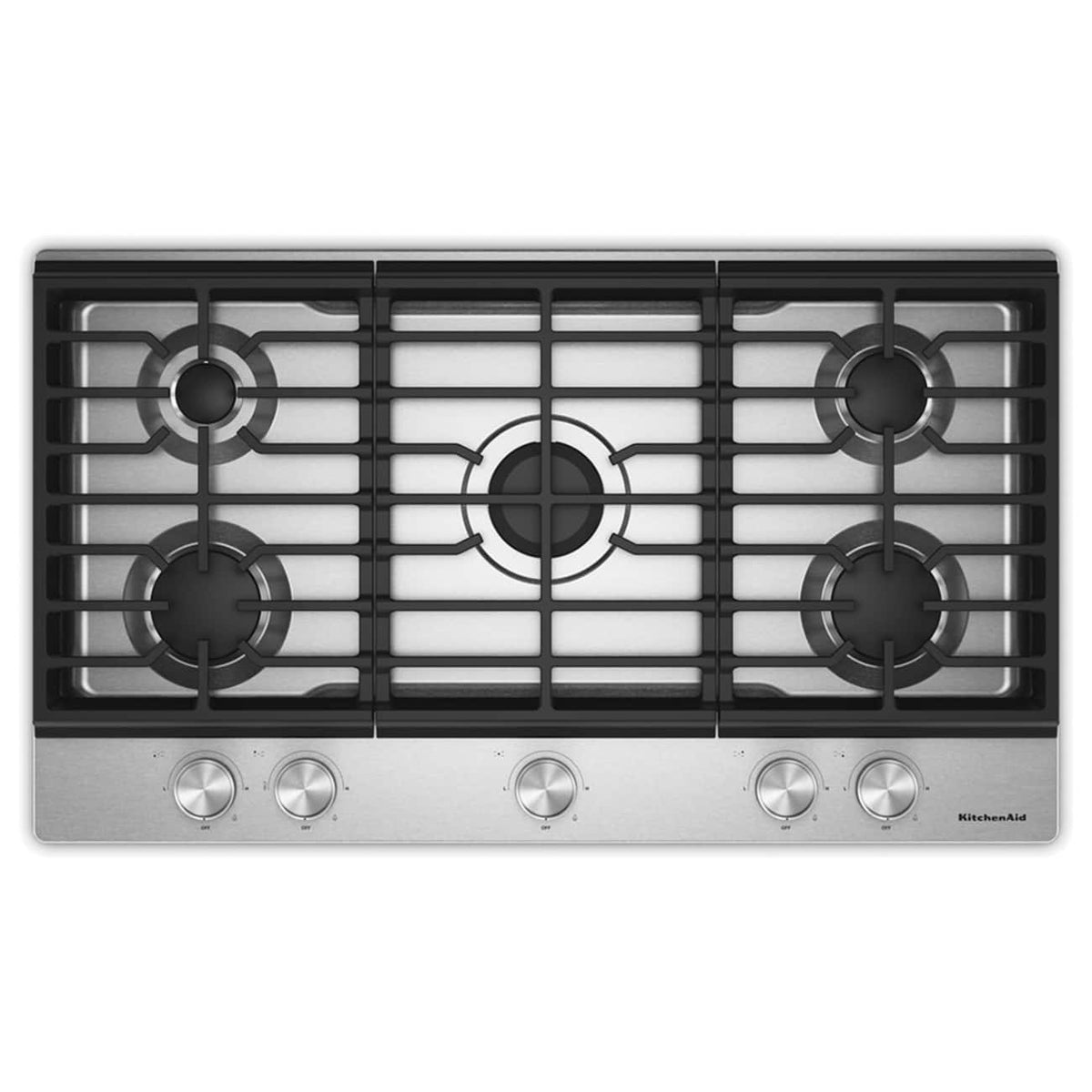 KitchenAid - 36 in. Gas Cooktop with 5 Versatile Burners - Stainless Steel