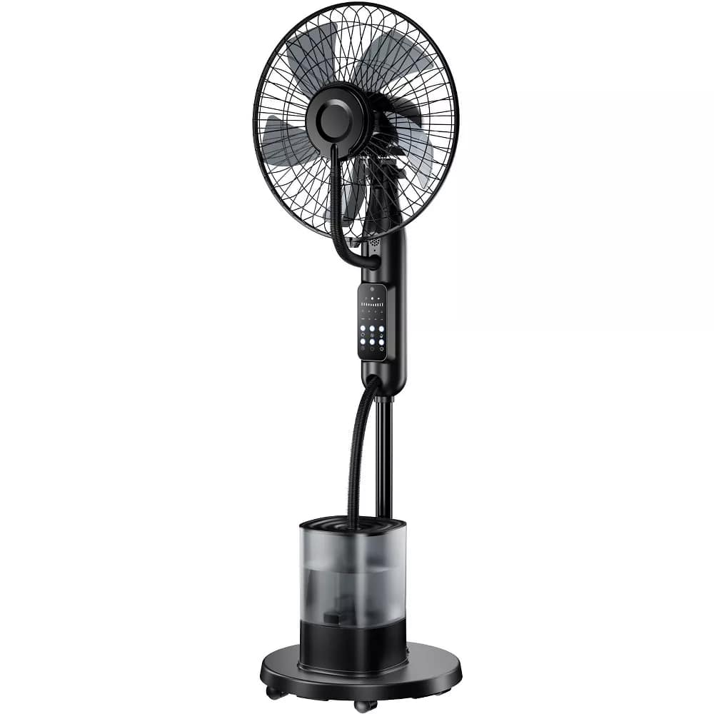 COWIN - Misting Pedestal Fan Oscillating 5 Speeds 3 Modes Timer 4L Humidifier with Wheels - Black