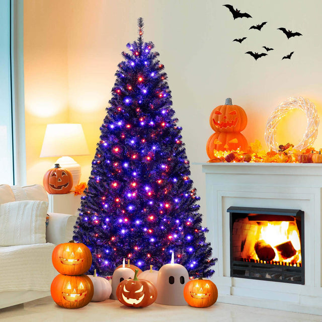 Front. Costway - Costway 7 FT Halloween Tree Artificial Decoration Tree with 1040 Branch Tips 6 Lighting Modes - Black.