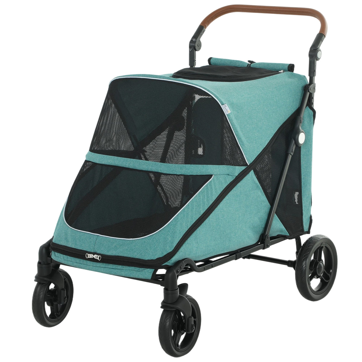 Pawhut - Stroller for Large Dogs Up to 66 LBS with All-Terrain Spring Suspension - Teal