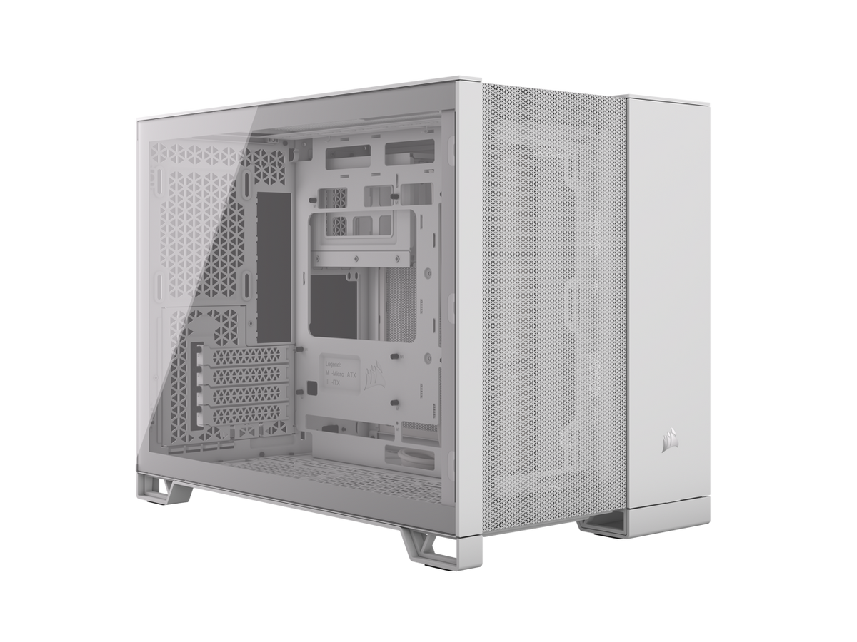 CORSAIR - 2500D AIRFLOW Micro ATX Case – White – Dual Chamber, Mesh Panels, 11x 120mm Fans, 4x AIO Mounts - White