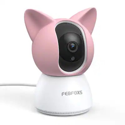 FEBFOXS - 2K Baby Monitor WiFi Security Camera 360 Pan Tilt Night Vision Two Way Audio Motion Alert