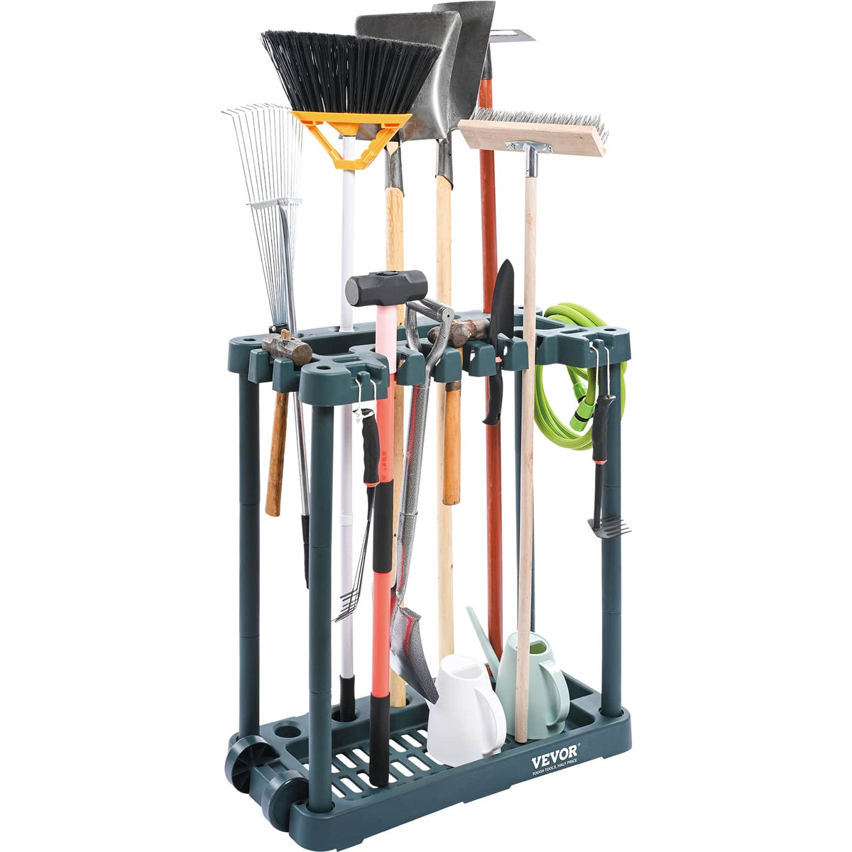 VEVOR - Garden Tool Organizer, 10 Slots, Yard Tool Tower Rack for Garage Organization and Storage - Green