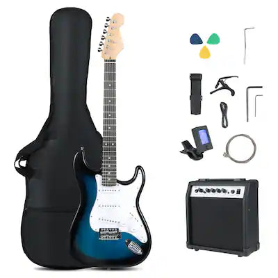 Costway - 39" Electric Guitar Beginner Kit with Amplifier, Classic SSS Pickup, Gig Bag, Capo