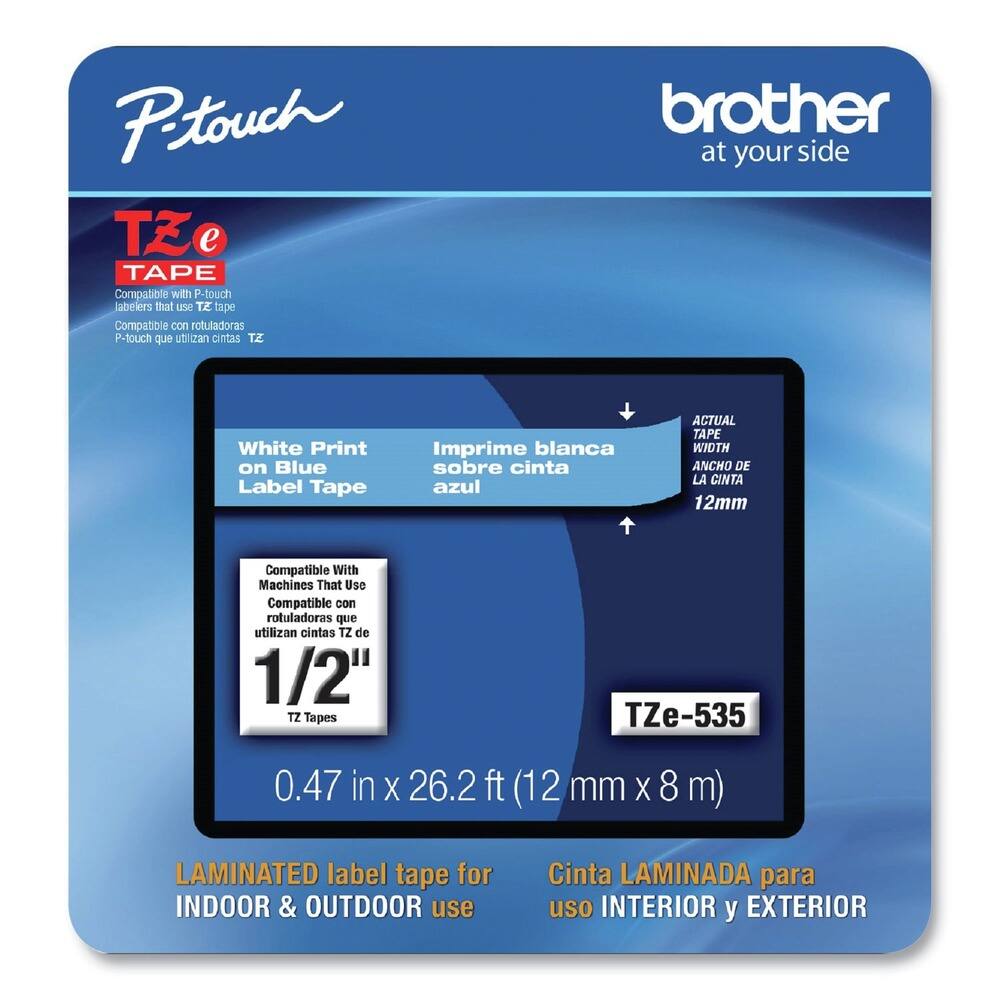 Brother - P-Touch TZE535CS 0.47 in. x 26.2 ft. TZe Laminated Removable Label Tapes - White on - Blue