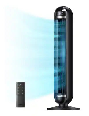 DREO - Tower Fan, 27ft/s Velocity Quiet Floor Fan, 90° Oscillating Fans for Indoors with 8 Speeds, Remote Control, Nomad DC